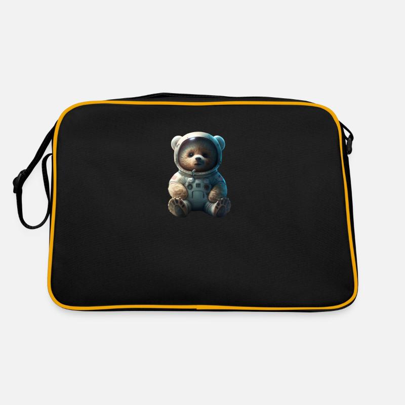 Cute Comic Tedybear in the space Retro Tasche