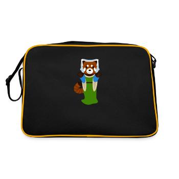 Roter Panda als Renaissance-Frau verkleidet - Retro Tasche - Schwarz/Gold - Hinten