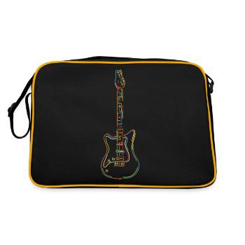 E-Gitarre Lineart Ilustration Gitarrist Geschenk - Retro Tasche - Schwarz/Gold - Hinten