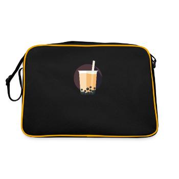 Rundes Bubble Tea Icon - Retro Tasche - Schwarz/Gold - Hinten