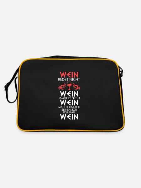 Wein Alkohol Wein-Liebhaber Geschenk - Retro Tasche - Schwarz/Gold - Hinten