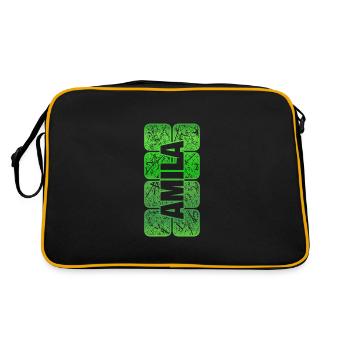 Mädchenname Amila - Retro Tasche - Schwarz/Gold - Hinten
