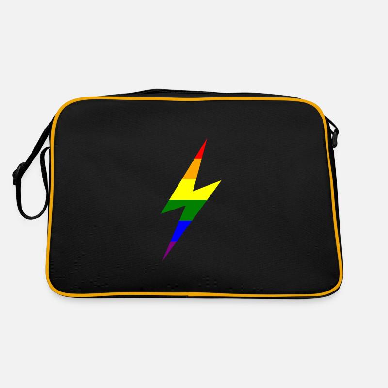 Regenbogen Blitz - Retro Tasche - Schwarz/Gold