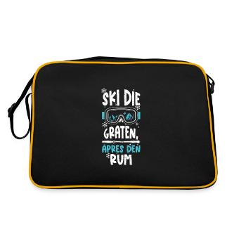 Ski die Graten, Apres den Rum - Retro Tasche - Schwarz/Gold - Hinten