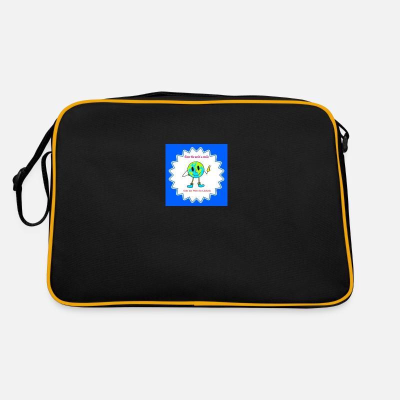 Gibt die Welt ein Lächeln - Retro Tasche - Schwarz/Gold