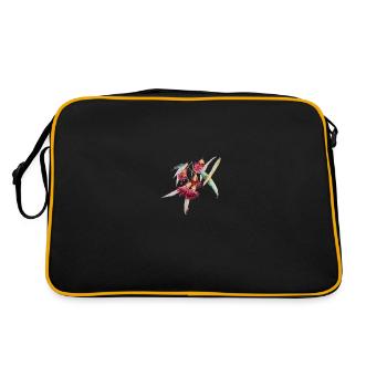 Eukalyptus - handgezeichnetes Aquarell - Retro Tasche - Schwarz/Gold - Hinten
