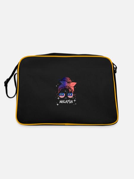 Malaysia - Retro Tasche - Schwarz/Gold - Hinten