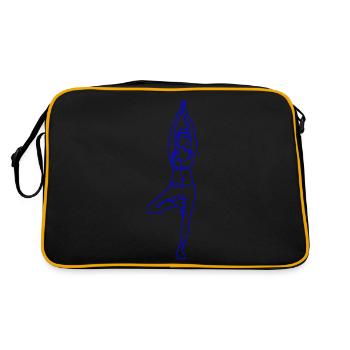 2 Yoga Vrikshasana oder der Baum | 1. Blaue Flamme - Retro Tasche - Schwarz/Gold - Hinten