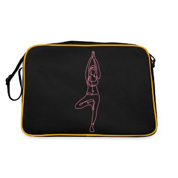 2 Yoga Vrikshasana oder der Baum | 3. Rosa Flamme - Retro Tasche - Schwarz/Gold - Hinten