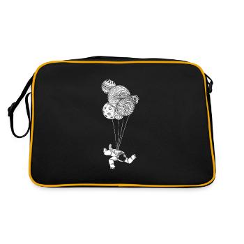 Astronaut & Planeten Luftballons - Mond & Weltall - Retro Tasche - Schwarz/Gold - Hinten