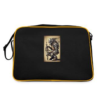 MOTARD SQUELETTE Style cyborg steampunk - Sac Retro - noir/or - Dos