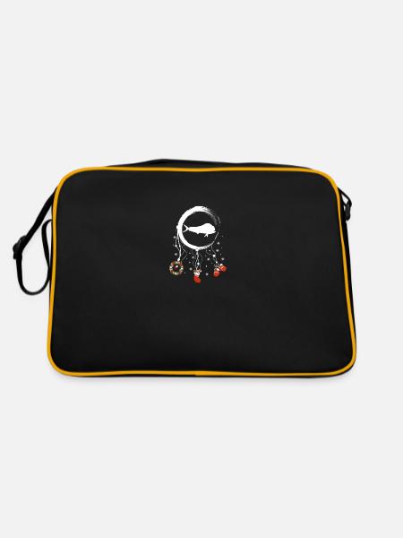 Goldmakrele Weihnachten Weihnachtstraumfänger - Retro Tasche - Schwarz/Gold - Hinten