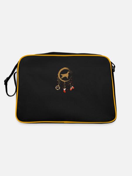 Irish Setter Weihnachten Weihnachtstraumfänger - Retro Tasche - Schwarz/Gold - Hinten