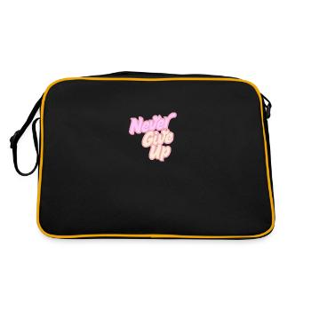 Never give up - Retro Tasche - Schwarz/Gold - Hinten