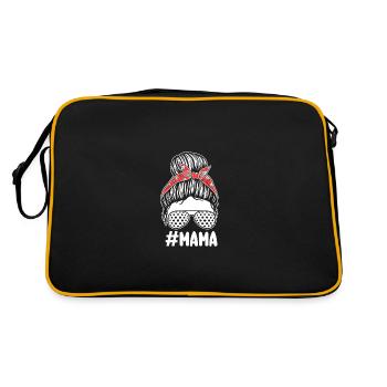 Golfspieler Mama Mutter Golf - Retro Tasche - Schwarz/Gold - Hinten