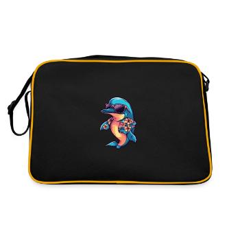 Delfin Cool Sommer - Retro Tasche - Schwarz/Gold - Hinten