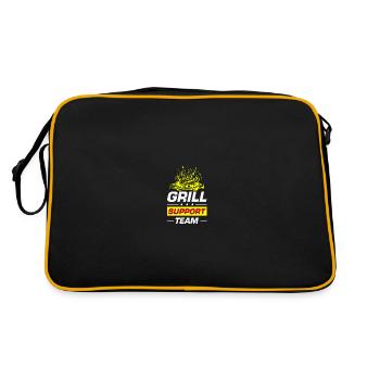 Grill Support Team Grillen Spruch - Retro Tasche - Schwarz/Gold - Hinten