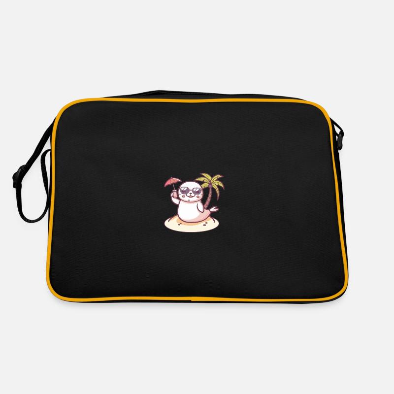 Robbe Sommer Strand Comic - Retro Tasche - Schwarz/Gold