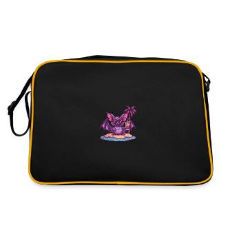 Fledermaus Sommer Strand Comic - Retro Tasche - Schwarz/Gold - Hinten