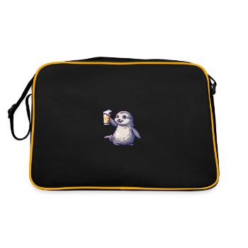 Robbe Tier Bier Pixel - Retro Tasche - Schwarz/Gold - Hinten