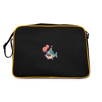 Piranha Fische Geburtstag Comic - Retro Tasche - Schwarz/Gold - Hinten