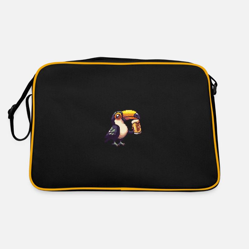 Tukan Vogel Bier Pixel Retro Tasche