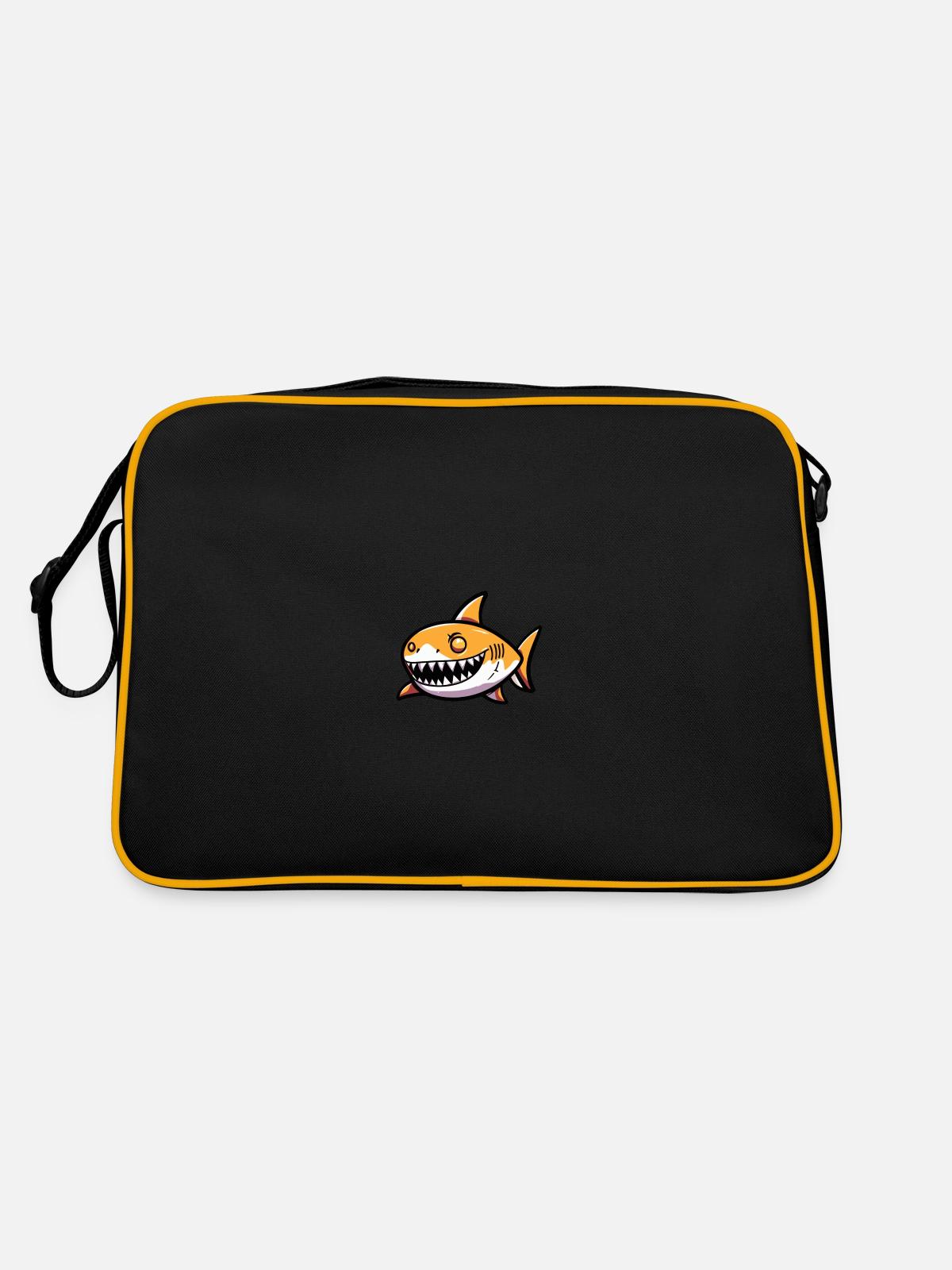 Shark Halloween Animal - Retro Bag - black/gold - Back
