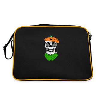 Squelette Crâne Citrouille Béret Foulard Cigarette Vert - Sac Retro - noir/or - Dos