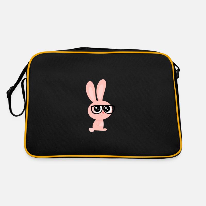 Hase mit Brille - Retro Tasche - Schwarz/Gold