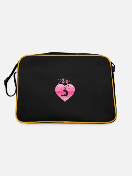 6. Geburtstag Volleyball Volleyballerin Mädchen - Retro Tasche - Schwarz/Gold - Hinten