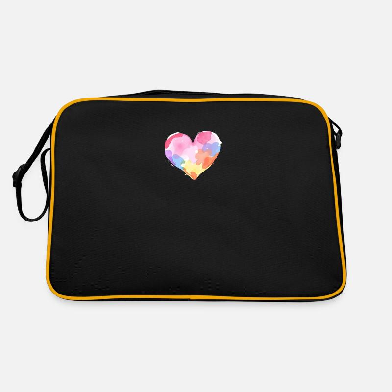 Buntes Aquarell-Herz - Valentinstag Retro Tasche