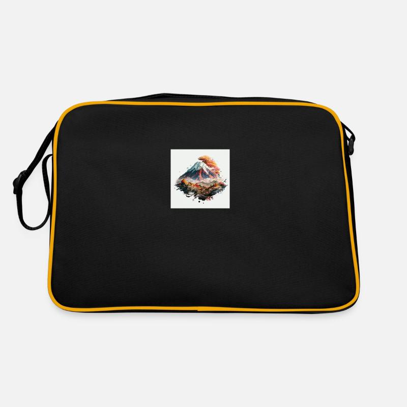 Asiatische Berge - Retro Tasche - Schwarz/Gold