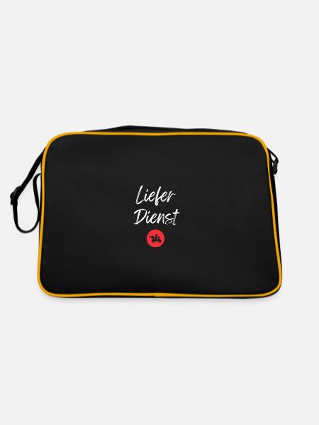 Roller Auslieferungsfahrer Essen Lieferung - Retro Tasche - Schwarz/Gold - Hinten