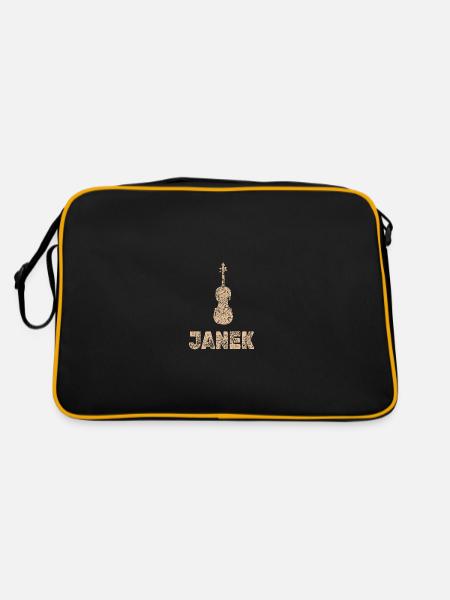 Janek als Bratsche - Retro Tasche - Schwarz/Gold - Hinten