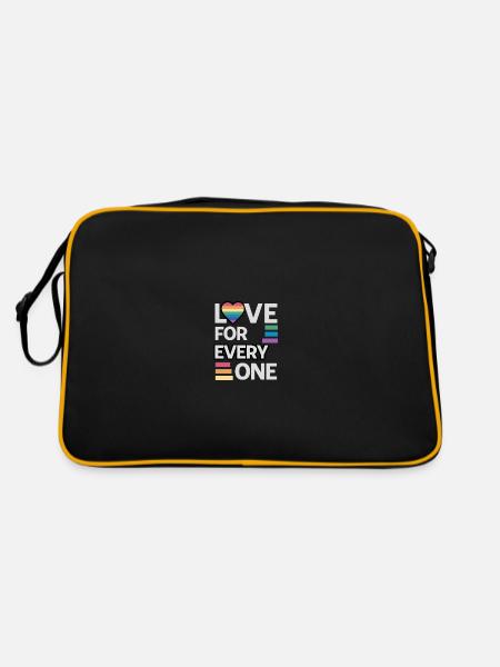 Rainbow unisex love for everyone - Retro Tasche - Schwarz/Gold - Hinten