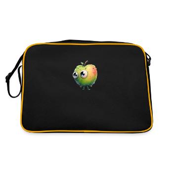 Cute apple character with googly eyes - Retro Bag - black/gold - Back