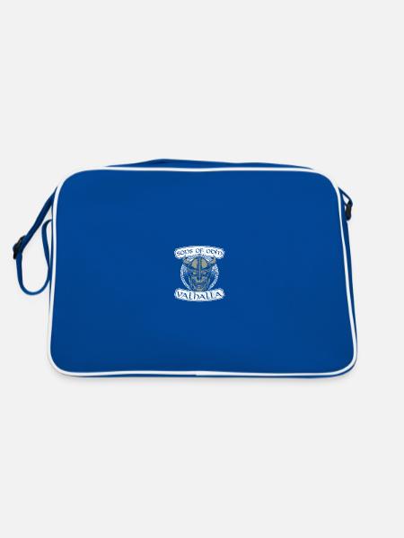 Wikinger Viking Valhalla Odin Thor Germane Wolf - Retro Tasche - Blau/Weiß - Hinten