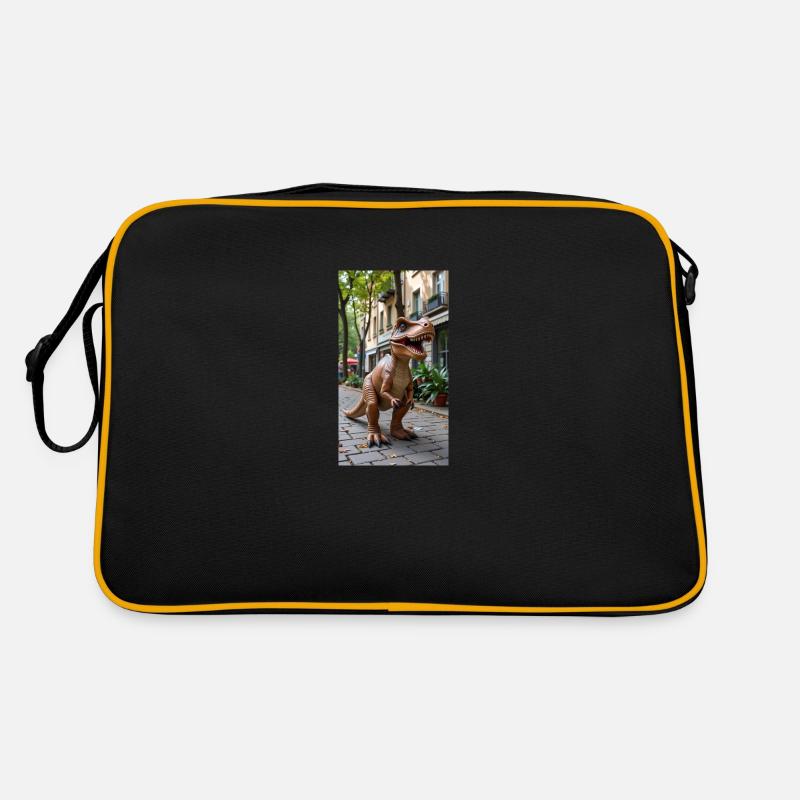 T-Rex in der Stadt Retro Tasche