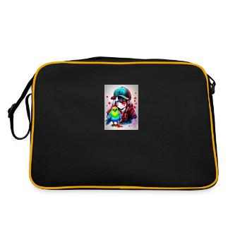 Farbe Papageienmädchen - Retro Tasche - Schwarz/Gold - Hinten
