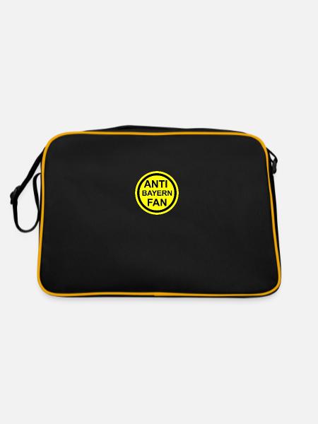 Anti Bayern Fan, Antibayerfan - Retro Tasche - Schwarz/Gold - Hinten