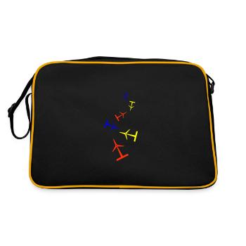 Windrad Silhouette - Retro Tasche - Schwarz/Gold - Hinten