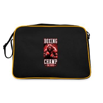Grizzly Bär Boxer Kämpfer Boxing Champ - Retro Tasche - Schwarz/Gold - Hinten