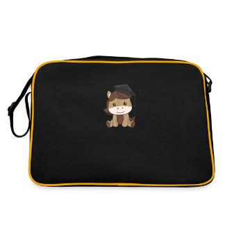 Kids School Kindergarten Horse Graduation - Retro Tasche - Schwarz/Gold - Hinten