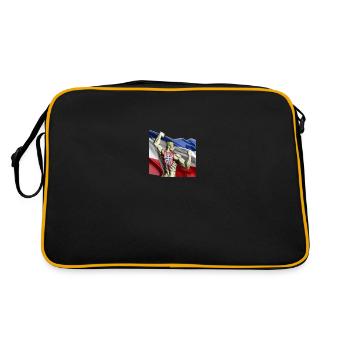 Muscleman holds Serbian flag - Retro Bag - black/gold - Back