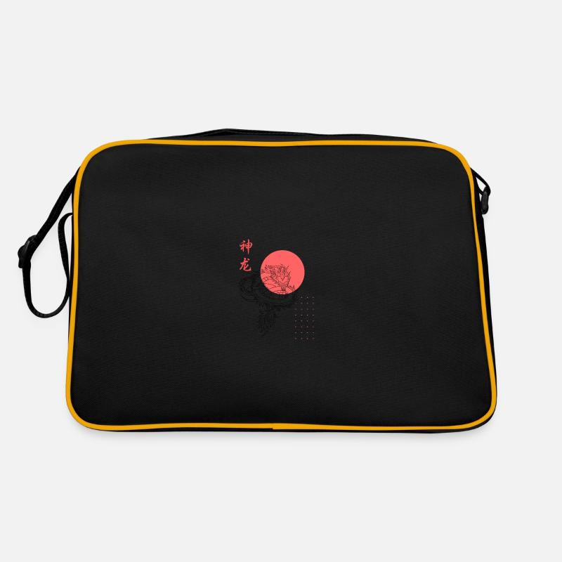 Chinesischer Drache - Retro Tasche - Schwarz/Gold