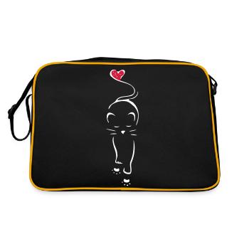Cat silhouette heart paws - Retro Bag - black/gold - Back