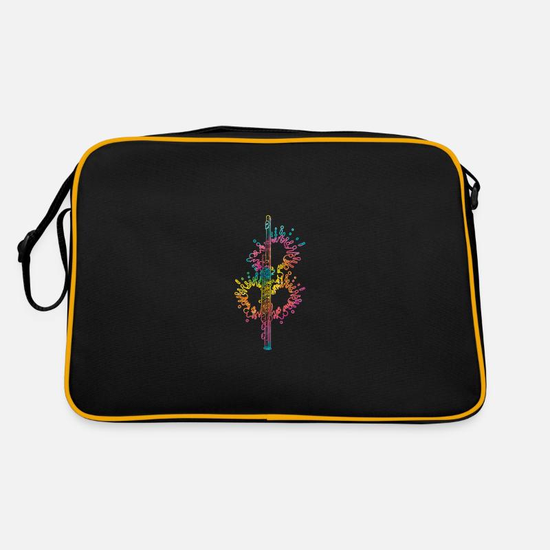 Flötist Querflöte - Retro Tasche - Schwarz/Gold