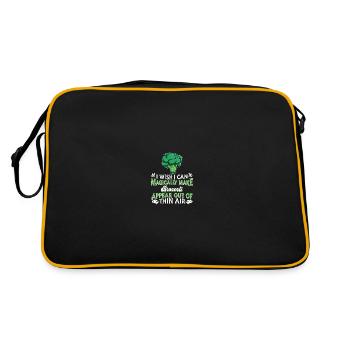Broccoli Vegetables Vegan Vegetarian - Retro Bag - black/gold - Back
