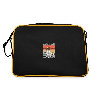 Brittany Spaniel Kaffee Untergläser - Retro Tasche - Schwarz/Gold - Hinten