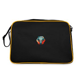 Alien Außerirdischer - Retro Tasche - Schwarz/Gold - Hinten